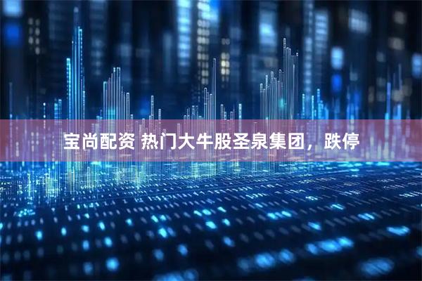 宝尚配资 热门大牛股圣泉集团，跌停