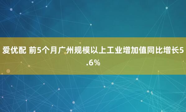 爱优配 前5个月广州规模以上工业增加值同比增长5.6%